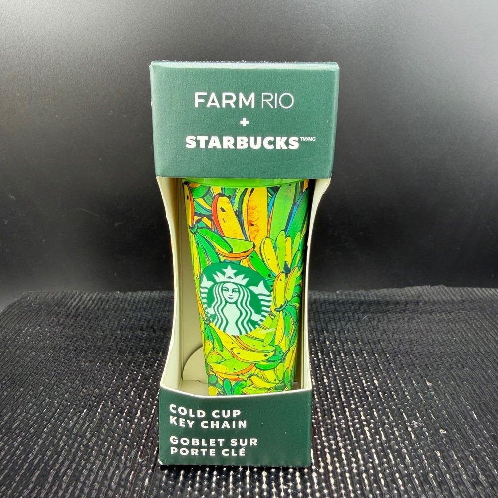 Farm Rio Starbucks Cold Cup Keychain Tropical Banana Print Green Yellow Sealed - Picture 6 of 6